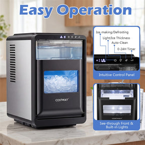 Crescent Ice Maker Countertop, 26 Lbs/24H Ice Machine w/ 11 Ice Thickness Levels, 16 Cubes in 15 Mins, Self-Cleaning & Timer for Home Office Party Bar