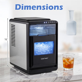 Crescent Ice Maker Countertop, 26 Lbs/24H Ice Machine w/ 11 Ice Thickness Levels, 16 Cubes in 15 Mins, Self-Cleaning & Timer for Home Office Party Bar