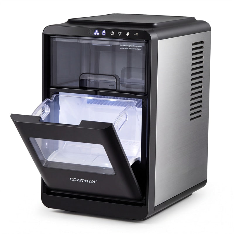 Crescent Ice Maker Countertop, 26 Lbs/24H Ice Machine w/ 11 Ice Thickness Levels, 16 Cubes in 15 Mins, Self-Cleaning & Timer for Home Office Party Bar
