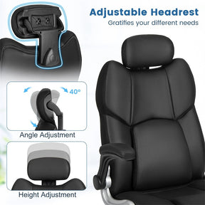 Executive 3D Kneading Massage Office Chair w/ Remote Control, PU Leather Computer Desk Chair w/ Flip-up Armrests, Adjustable Headrest & Lumbar Support