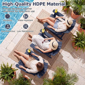 HDPE Adirondack Chair, All-Weather Patio Chair with Cup Holder, Wood-Like Texture, High Back & Wide Seat, 330LBS Outdoor Fire Pit Chair