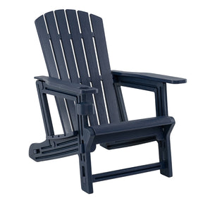 HDPE Adirondack Chair, All-Weather Patio Chair with Cup Holder, Wood-Like Texture, High Back & Wide Seat, 330LBS Outdoor Fire Pit Chair