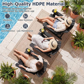 HDPE Adirondack Chair, All-Weather Patio Chair with Cup Holder, Wood-Like Texture, High Back & Wide Seat, 330LBS Outdoor Fire Pit Chair