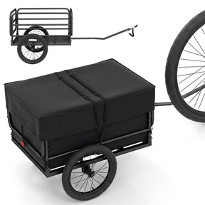 Heavy-Duty Bike Cargo Trailer, 99 LBS Metal Bicycle Wagon Cart with Universal Hitch, 16" All-Terrain Tires & Waterproof Bag for Camping Shopping