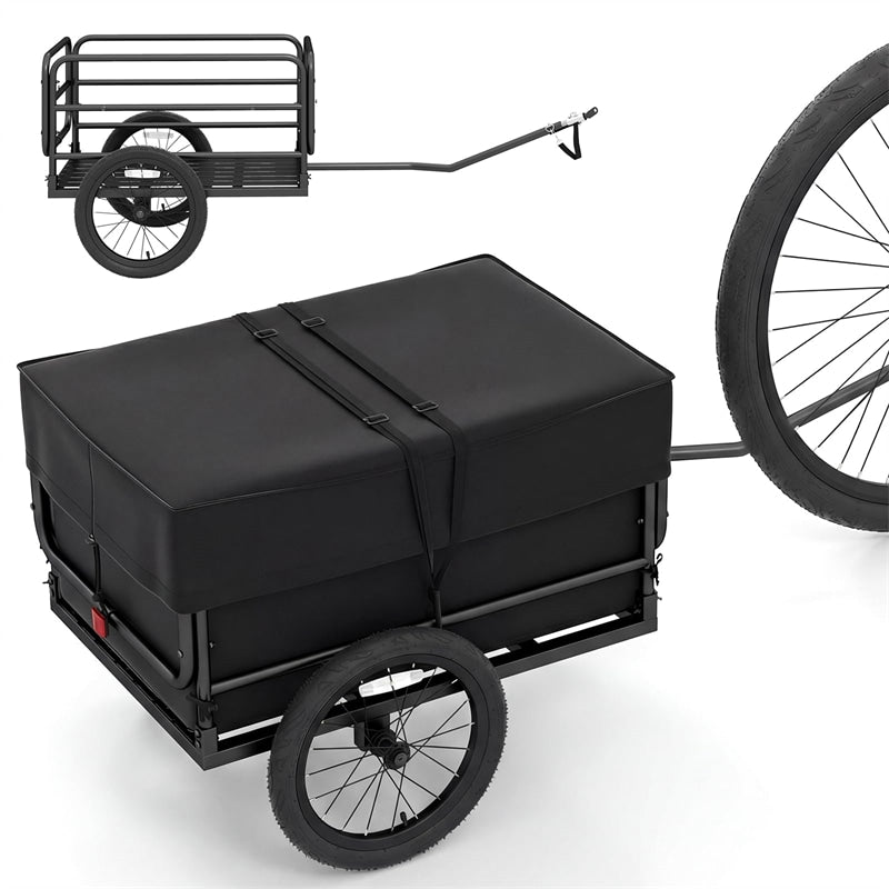 Heavy-Duty Bike Cargo Trailer, 99 LBS Metal Bicycle Wagon Cart with Universal Hitch, 16" All-Terrain Tires & Waterproof Bag for Camping Shopping