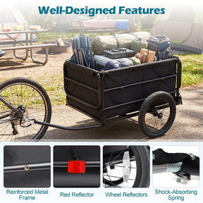 Heavy-Duty Bike Cargo Trailer, 99 LBS Metal Bicycle Wagon Cart with Universal Hitch, 16" All-Terrain Tires & Waterproof Bag for Camping Shopping