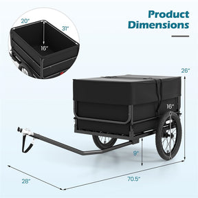 Heavy-Duty Bike Cargo Trailer, 99 LBS Metal Bicycle Wagon Cart with Universal Hitch, 16" All-Terrain Tires & Waterproof Bag for Camping Shopping