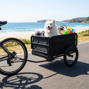 Heavy-Duty Bike Cargo Trailer, 99 LBS Metal Bicycle Wagon Cart with Universal Hitch, 16" All-Terrain Tires & Waterproof Bag for Camping Shopping