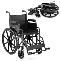 Lightweight Folding Wheelchair for Adults with Swing-Away Footrest & Desk Arm, Portable Travel Transport Wheelchair