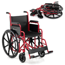 Lightweight Folding Wheelchair for Adults with Swing-Away Footrest & Desk Arm, Portable Travel Transport Wheelchair