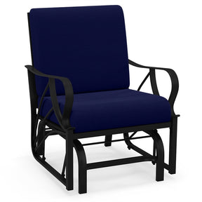 Patio Glider Chair with Thick Cushions Curved Armrest, Heavy Duty Metal Frame Single Person Outdoor Rocking Chair for Porch Garden Yard