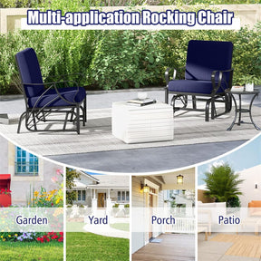 Patio Glider Chair with Thick Cushions Curved Armrest, Heavy Duty Metal Frame Single Person Outdoor Rocking Chair for Porch Garden Yard