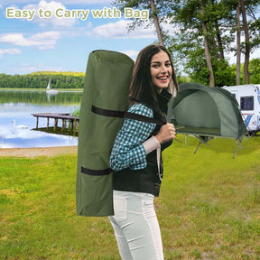 4-in-1 Camping Cot Tent for 1-Person, Foldable Elevated Tent with Waterproof External Cover, Air Mattress & Carrying Bag for Outdoor Hiking