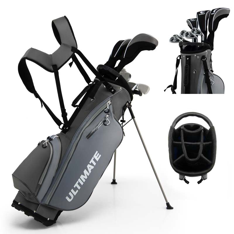 Men's Right Hand Complete Golf Clubs Set, 10 Pieces Golf Club Package Set with 460CC Alloy Driver, Fairway Wood, Putter & Golf Stand Bag