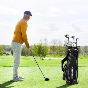 Men's Right Hand Complete Golf Clubs Set, 10 Pieces Golf Club Package Set with 460CC Alloy Driver, Fairway Wood, Putter & Golf Stand Bag