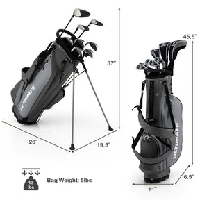 Men's Right Hand Complete Golf Clubs Set, 10 Pieces Golf Club Package Set with 460CC Alloy Driver, Fairway Wood, Putter & Golf Stand Bag