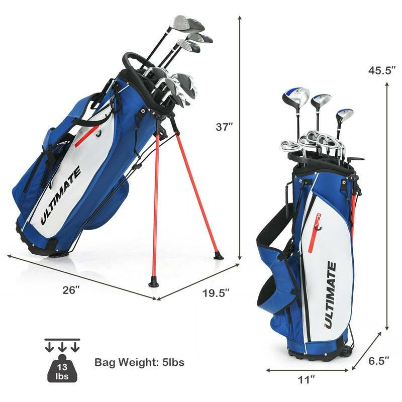 Men's Right Hand Complete Golf Clubs Set, 10 Pieces Golf Club Package Set with 460CC Alloy Driver, Fairway Wood, Putter & Golf Stand Bag