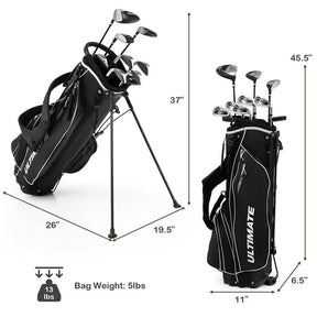 Men's Right Hand Complete Golf Clubs Set, 10 Pieces Golf Club Package Set with 460CC Alloy Driver, Fairway Wood, Putter & Golf Stand Bag