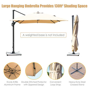 10 x 13FT Patio Umbrella Outdoor Rectangular Cantilever Umbrella for Market, Hanging Offset Umbrella with 360° Rotation