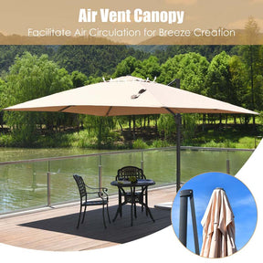 10 x 13FT Patio Umbrella Outdoor Rectangular Cantilever Umbrella for Market, Hanging Offset Umbrella with 360° Rotation
