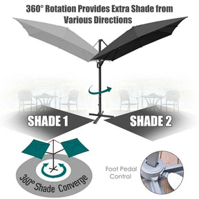 10 x 13FT Patio Umbrella Outdoor Rectangular Cantilever Umbrella for Market, Hanging Offset Umbrella with 360° Rotation