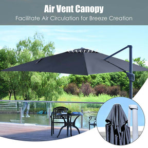 10 x 13FT Patio Umbrella Outdoor Rectangular Cantilever Umbrella for Market, Hanging Offset Umbrella with 360° Rotation