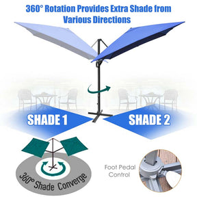 10 x 13FT Patio Umbrella Outdoor Rectangular Cantilever Umbrella for Market, Hanging Offset Umbrella with 360° Rotation