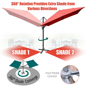 10 x 13FT Patio Umbrella Outdoor Rectangular Cantilever Umbrella for Market, Hanging Offset Umbrella with 360° Rotation