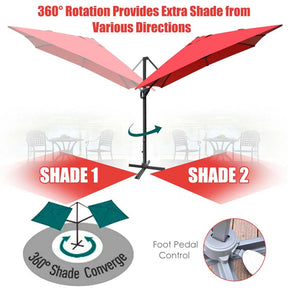 10 x 13FT Patio Umbrella Outdoor Rectangular Cantilever Umbrella for Market, Hanging Offset Umbrella with 360° Rotation