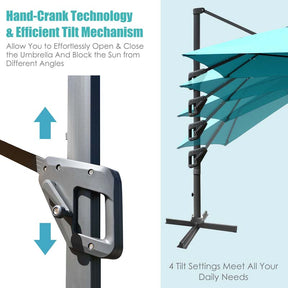 10 x 13FT Patio Umbrella Outdoor Rectangular Cantilever Umbrella for Market, Hanging Offset Umbrella with 360° Rotation
