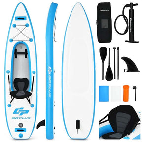 1-Person Inflatable Kayak for Touring & Fishing with Adjustable Aluminum Oars, 11FT Portable Recreational Rowboat Canoe Raft
