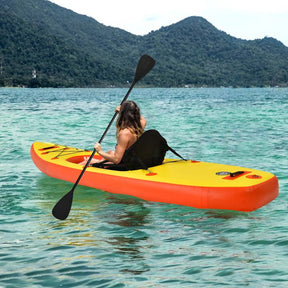 1-Person Inflatable Kayak for Touring & Fishing with Adjustable Aluminum Oars, 11FT Portable Recreational Rowboat Canoe Raft