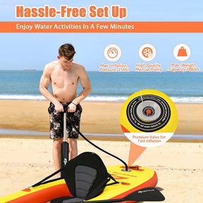 1-Person Inflatable Kayak for Touring & Fishing with Adjustable Aluminum Oars, 11FT Portable Recreational Rowboat Canoe Raft