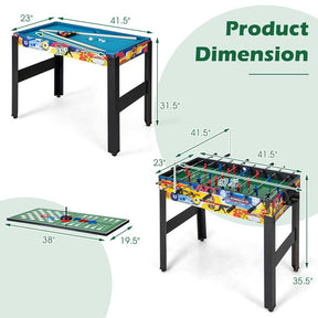 12-in-1 Multi Game Table Set, 48" Combo Game Table with Foosball, Hockey, Ping Pong, Pool, Chess, Bowling, Checkers & Shuffleboard for Home Office Bar