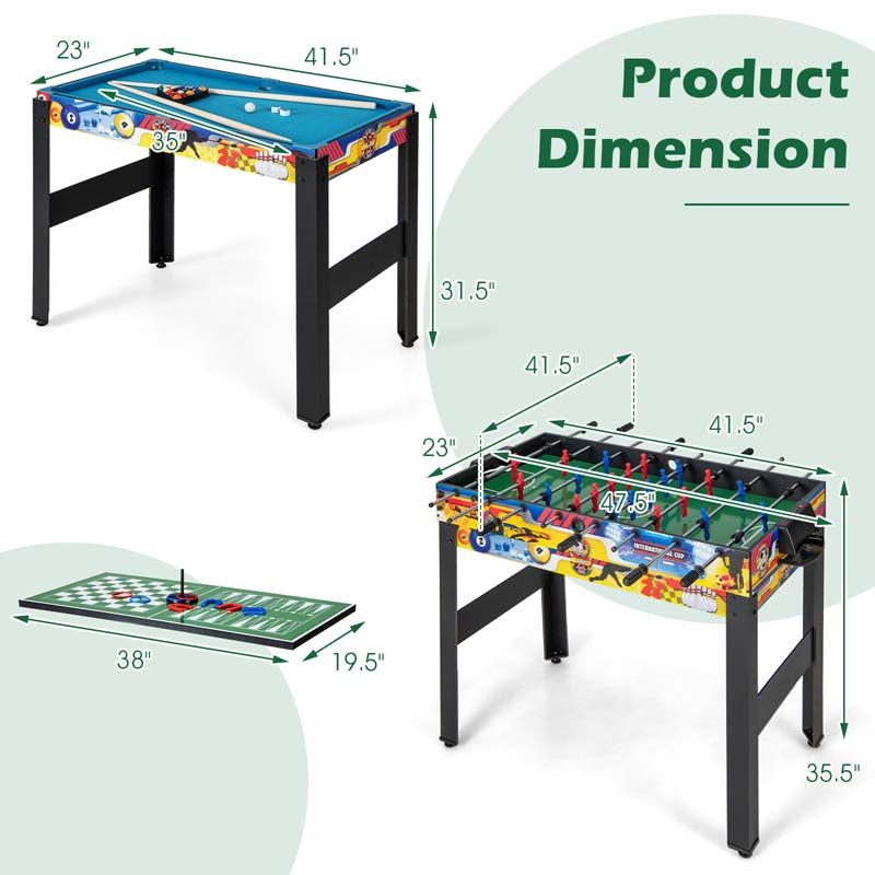 12-in-1 Multi Game Table Set, 48" Combo Game Table with Foosball, Hockey, Ping Pong, Pool, Chess, Bowling, Checkers & Shuffleboard for Home Office Bar