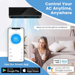 12000 BTU 22 SEER2 WiFi Mini Split Air Conditioner & Heater, 208-230V Inverter Ductless AC Heat Pump, Works with Alexa, Cools up to 750 Sq Ft