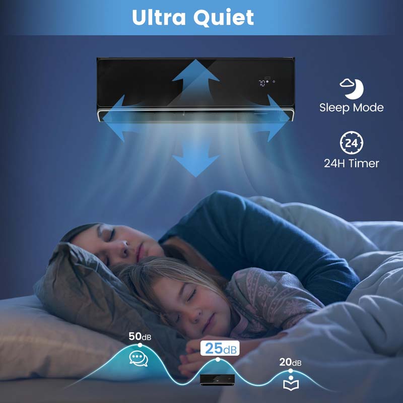 12000 BTU 22 SEER2 WiFi Mini Split Air Conditioner & Heater, 208-230V Inverter Ductless AC Heat Pump, Works with Alexa, Cools up to 750 Sq Ft