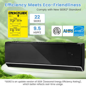 12000 BTU 22 SEER2 WiFi Mini Split Air Conditioner & Heater, 208-230V Inverter Ductless AC Heat Pump, Works with Alexa, Cools up to 750 Sq Ft