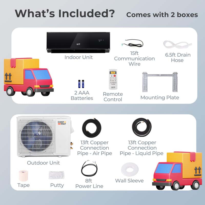 12000 BTU 22 SEER2 WiFi Mini Split Air Conditioner & Heater, 208-230V Inverter Ductless AC Heat Pump, Works with Alexa, Cools up to 750 Sq Ft