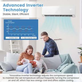 12000 BTU 22 SEER2 WiFi Mini Split Air Conditioner & Heater, 208-230V Inverter Ductless AC Heat Pump, Works with Alexa, Cools up to 750 Sq Ft