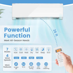 12000 BTU 22 SEER2 WiFi Mini Split Air Conditioner & Heater, 208-230V Inverter Ductless AC Heat Pump, Works with Alexa, Cools up to 750 Sq Ft