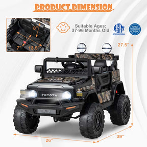 Licensed Toyota FJ Cruiser Kids Ride on Truck, 12V 7Ah Battery Powered Electric Toy Car w/Remote Control, Shock Suspension