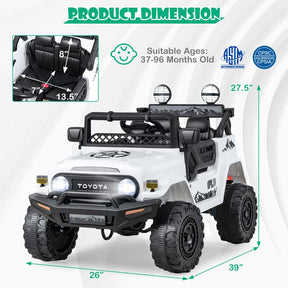 Licensed Toyota FJ Cruiser Kids Ride on Truck, 12V 7Ah Battery Powered Electric Toy Car w/Remote Control, Shock Suspension