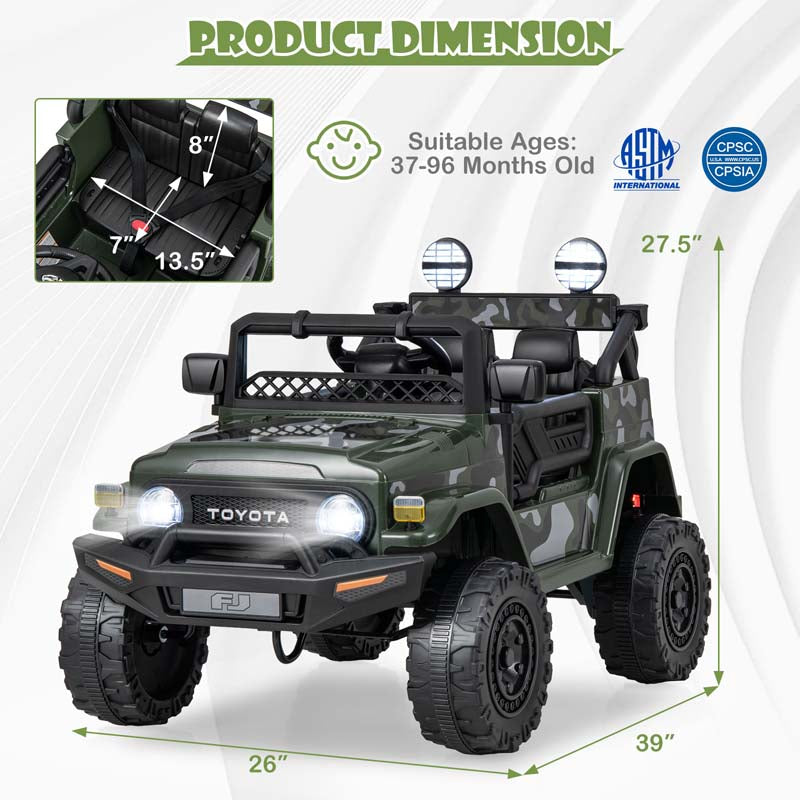 Licensed Toyota FJ Cruiser Kids Ride on Truck, 12V 7Ah Battery Powered Electric Toy Car w/Remote Control, Shock Suspension