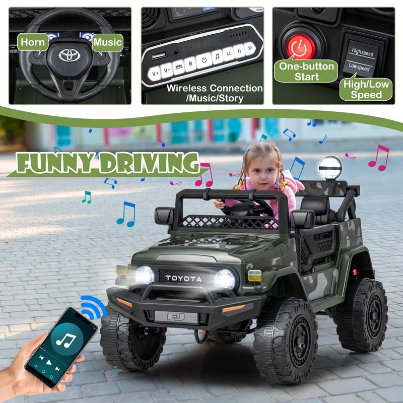 Licensed Toyota FJ Cruiser Kids Ride on Truck, 12V 7Ah Battery Powered Electric Toy Car w/Remote Control, Shock Suspension
