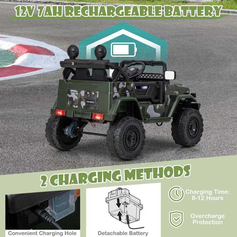 Licensed Toyota FJ Cruiser Kids Ride on Truck, 12V 7Ah Battery Powered Electric Toy Car w/Remote Control, Shock Suspension