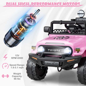 Licensed Toyota FJ Cruiser Kids Ride on Truck, 12V 7Ah Battery Powered Electric Toy Car w/Remote Control, Shock Suspension
