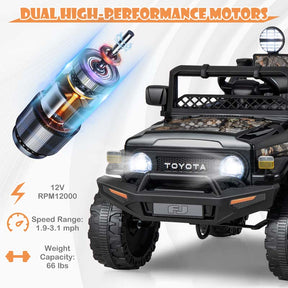 Licensed Toyota FJ Cruiser Kids Ride on Truck, 12V 7Ah Battery Powered Electric Toy Car w/Remote Control, Shock Suspension
