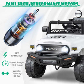 Licensed Toyota FJ Cruiser Kids Ride on Truck, 12V 7Ah Battery Powered Electric Toy Car w/Remote Control, Shock Suspension
