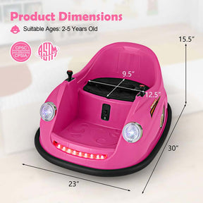 12V Electric Kids Ride on Bumper Car with Remote Control, 360° Spin & LED Lights, Battery Powered Baby Bumping Toy Car for Toddlers Ages 2-5